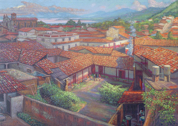 Morning Rooftops Patzuaro by Anthony Holdsworth