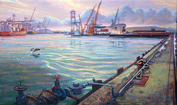 Port Of Oakland Off Loading The Towers For the Bay Bridge by Anthony Holdsworth