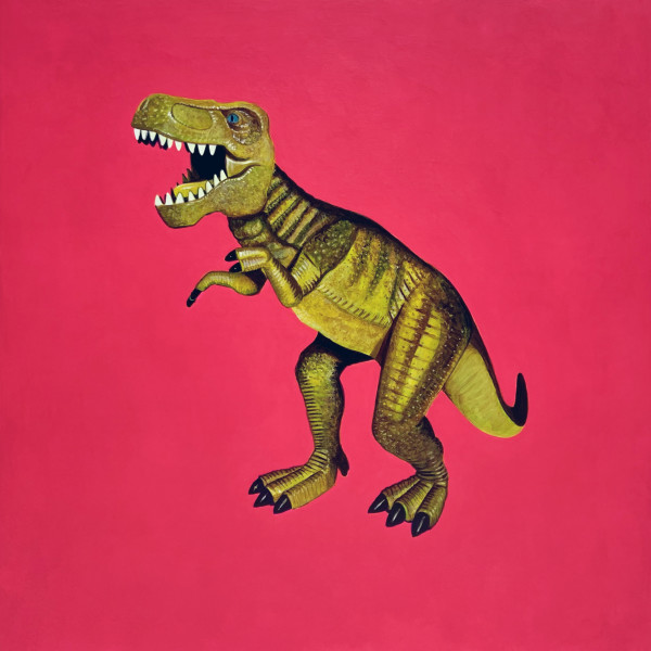 Yellow T.Rex on Pink by Colleen Critcher