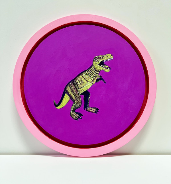 Tondo Rex - Yellow Green on Red Violet by Colleen Critcher