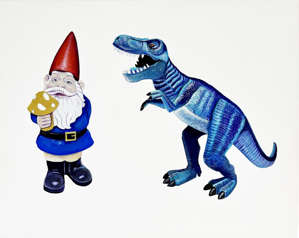 T.Rex With Gnome And Golden Mushroom