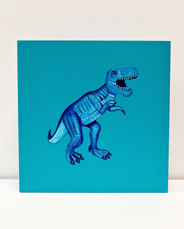 Lil Rex - Blue on Teal by Colleen Critcher