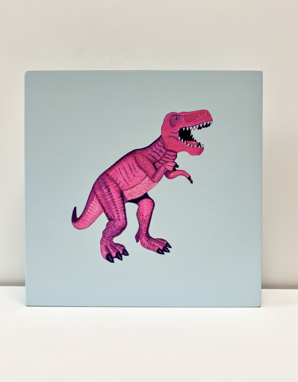 Lil Rex - Pink on Pale Blue by Colleen Critcher