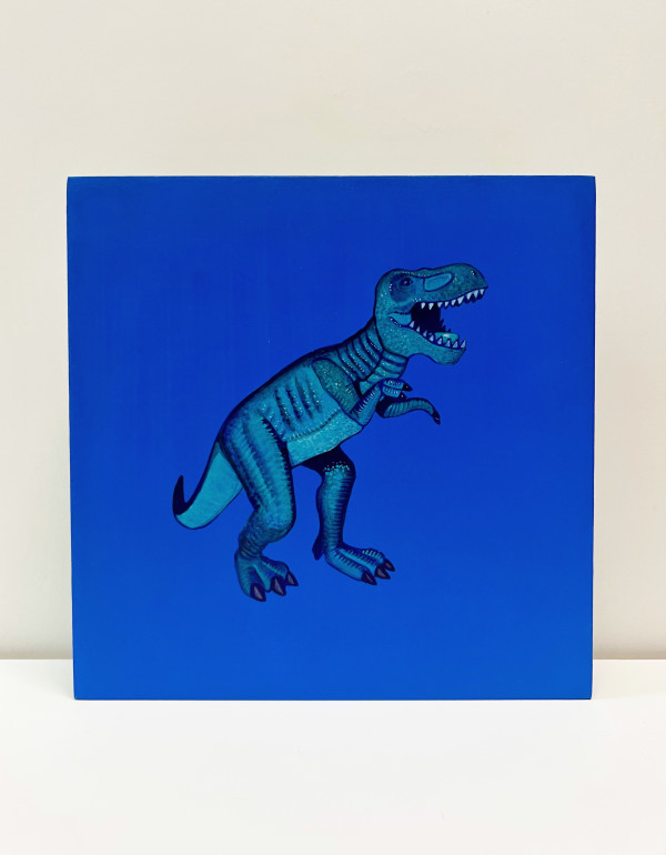 Lil Rex - Teal on Blue by Colleen Critcher
