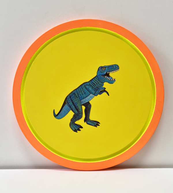 Tondo Rex - Blue on Yellow by Colleen Critcher