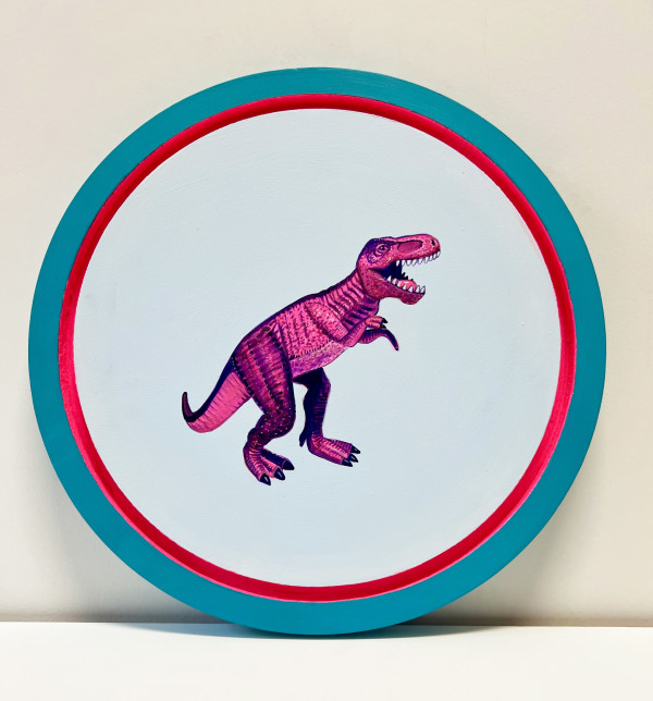 Tondo Rex - Pink on Pale Blue by Colleen Critcher