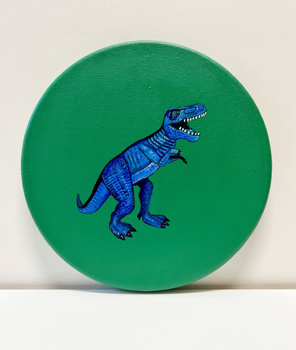 Tondo Rex - Blue on Green by Colleen Critcher