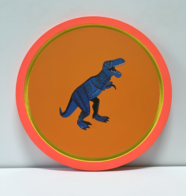 Tondo Rex Blue on Orange by Colleen Critcher