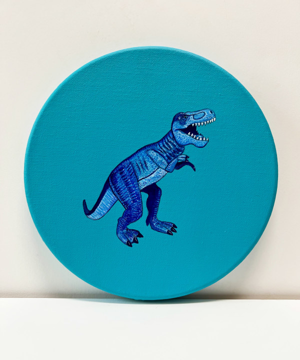 Tondo Rex - Blue on Teal by Colleen Critcher