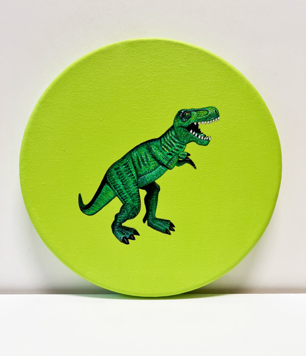 Tondo Rex - Green on Yellow Green by Colleen Critcher