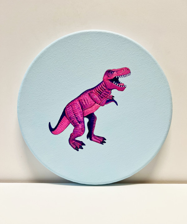 Tondo Rex - Hot Pink on Pale Blue by Colleen Critcher