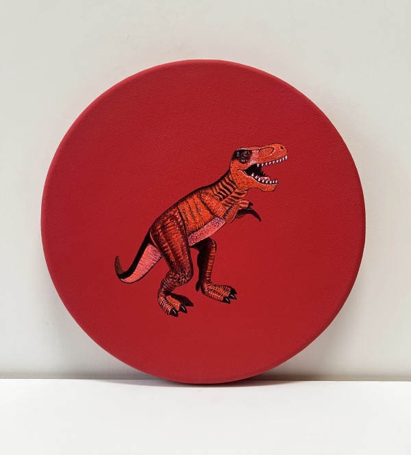 Tondo Rex - Red Orange on Red by Colleen Critcher