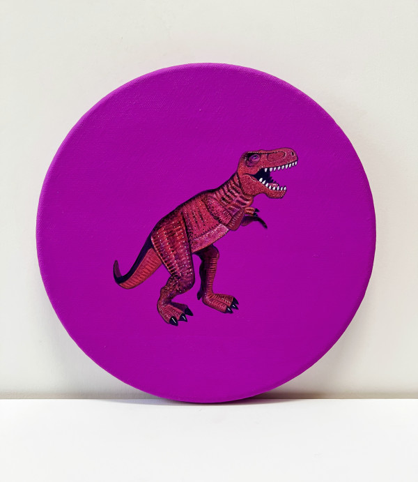Tondo Rex - Red on Pink Violet by Colleen Critcher