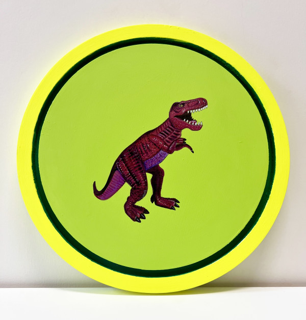 Tondo Rex - Red on Yellow Green by Colleen Critcher