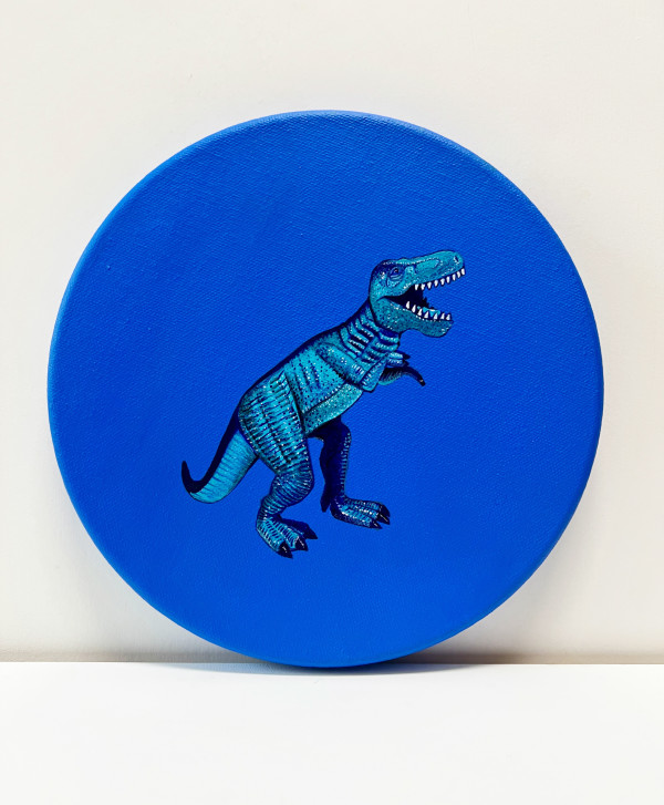 Tondo Rex - Teal on Blue by Colleen Critcher