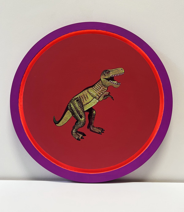 Tondo Rex - Yellow on Red by Colleen Critcher