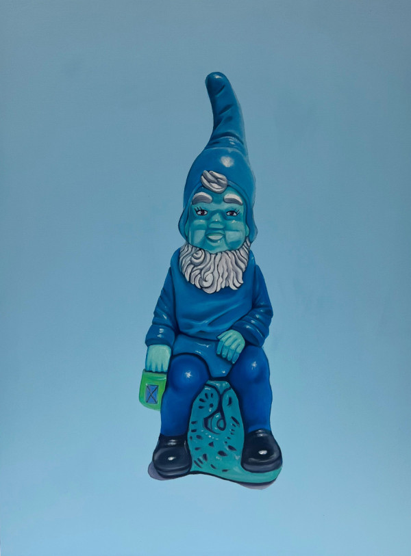 Blue Gnome on Baby Blue by Colleen Critcher