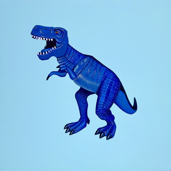Big Rex - Blue on Sky Blue by Colleen Critcher