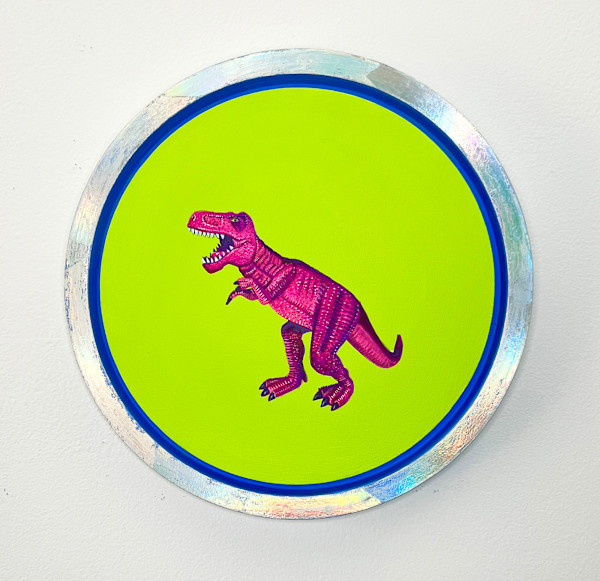 Hot Pink Rex on Millenial Pink (Holographic Frame) by Colleen Critcher