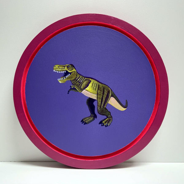 Yellow Rex on Violet - Tondo by Colleen Critcher