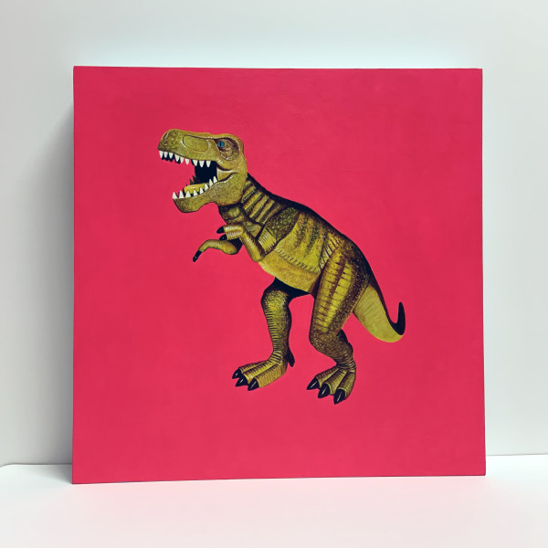 Big Rex - Yellow on Pink by Colleen Critcher