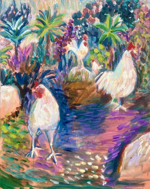 Chickens and Cactus by Angie Porter