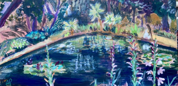 Dropping the burden of knowing by the pond by Angie Porter