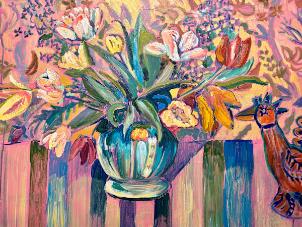 Morning Tea with Tulips and Pink Gallo by Angie Porter, Image 1.