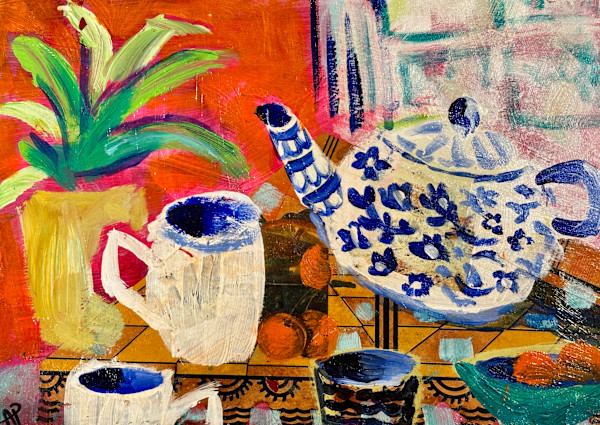 Over a pot of tea for two. by Angie Porter, Image 1.