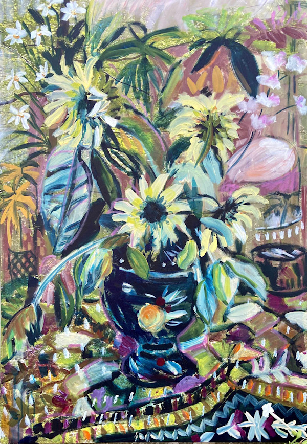 Light Yellow Sunflowers Connecting Us All by Angie Porter