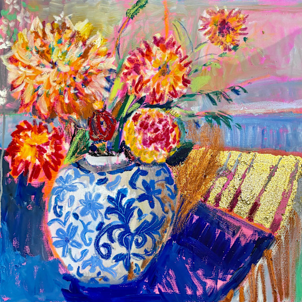 Wildfire Gold and Porcelain Blues by Angie Porter, Image 1.