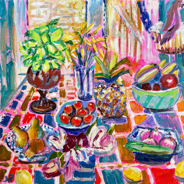 Summer Table with Garden Tomatoes by Angie Porter, Image 1.
