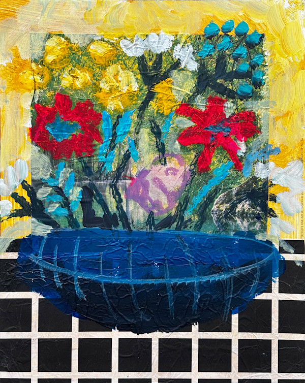 Dahlias in a Blue Vase by Angie Porter, Image 1.