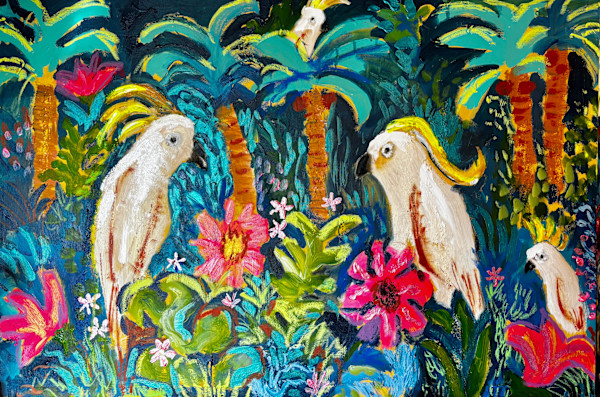 Pandemonium of Cockatoos in the Rainforest by Angie Porter, Image 1.