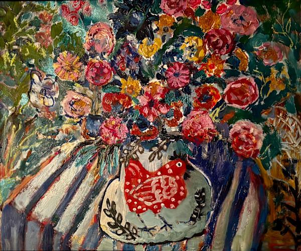 Flowers Over the Chicken Vase by Angie Porter, Image 1.