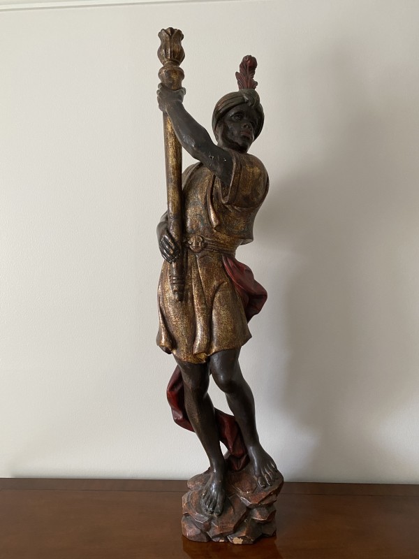 Venetian Polychrome-Decorated Wood Carved Blackamoor