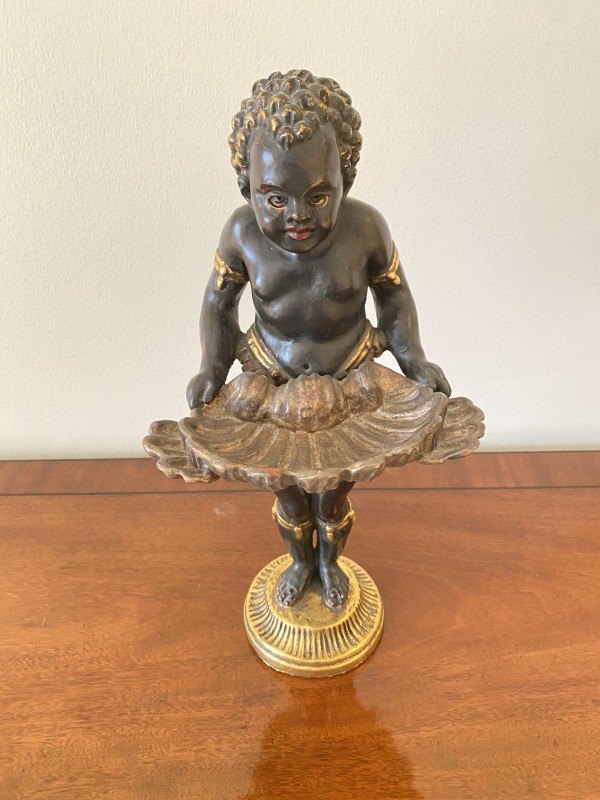Venetian Carved Wood Blackamoor Carrying a Shell Tray