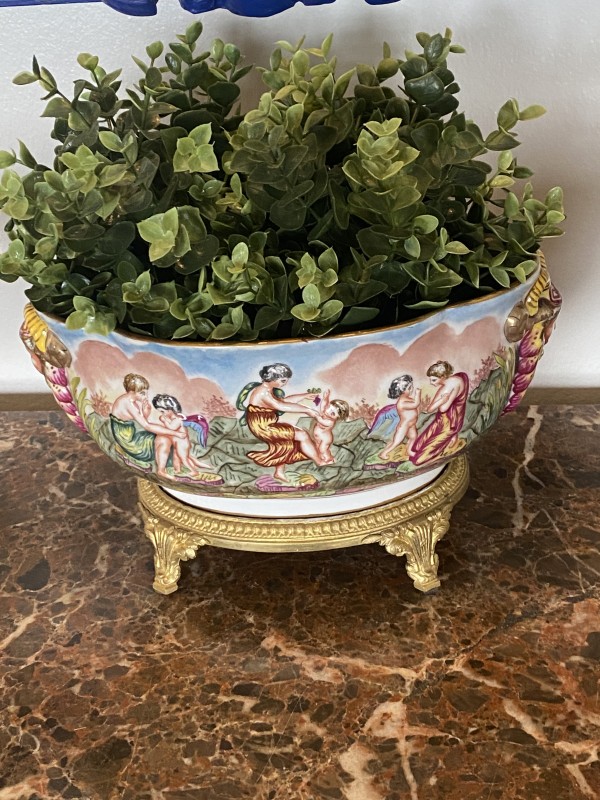 Capodimonte Bowl on Gilt Bronze Mount