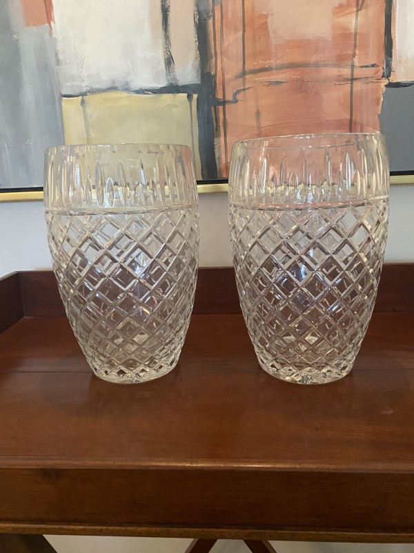 Pair of Large Cut Glass Vases