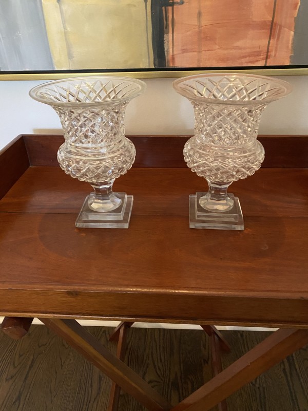 Cut Crystal Urn Shaped Vases