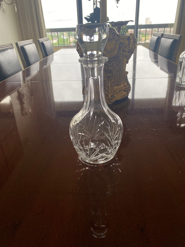 European Crystal Cut Glass Decanter, Image 1.