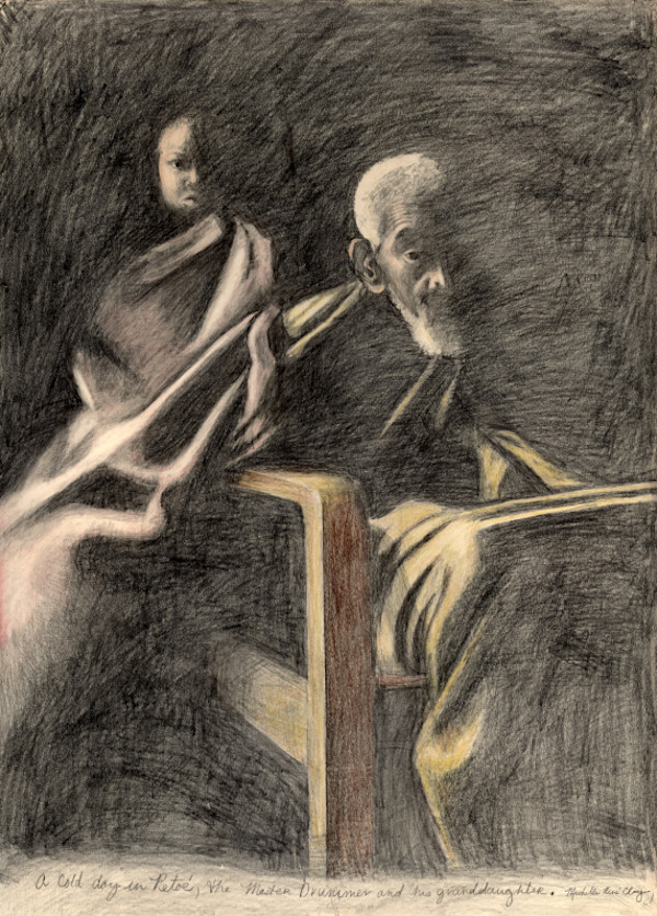 The Master Drummer and His Granddaughter Signed Giclee by Michelle Cobb