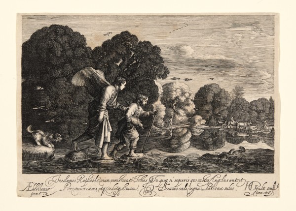 Tobias Carrying the Fish, Walking with the Angel / The Little Tobias by Hendrik Goudt