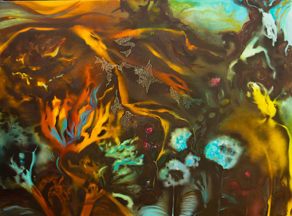 Les algues, les roses et hortensia by Radecka Anna