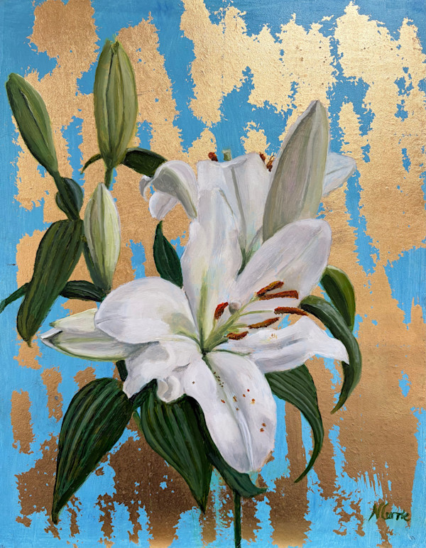 White Lilies on Gold by Nicola Currie, Image 1.