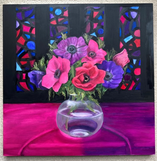 Anemones and Stained Glass by Nicola Currie