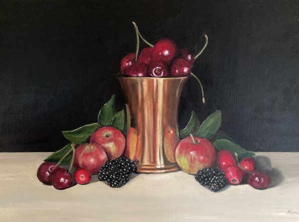 Autumn Fruits with a Copper Pot by Nicola Currie
