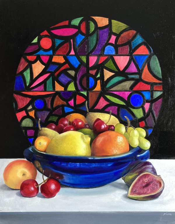 Fruit Bowl and Stained Glass by Nicola Currie