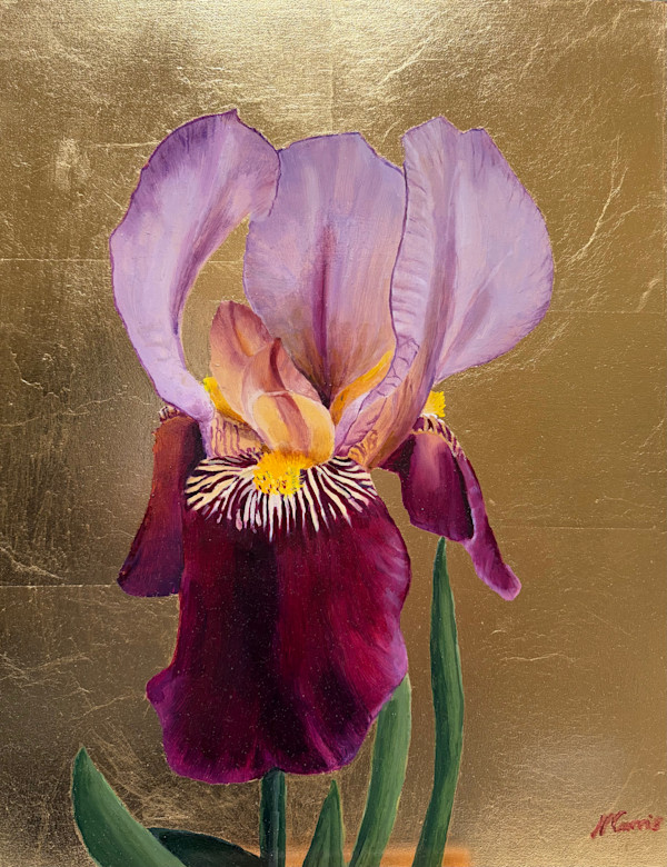 Bearded Purple Iris on Gold by Nicola Currie, Image 1.