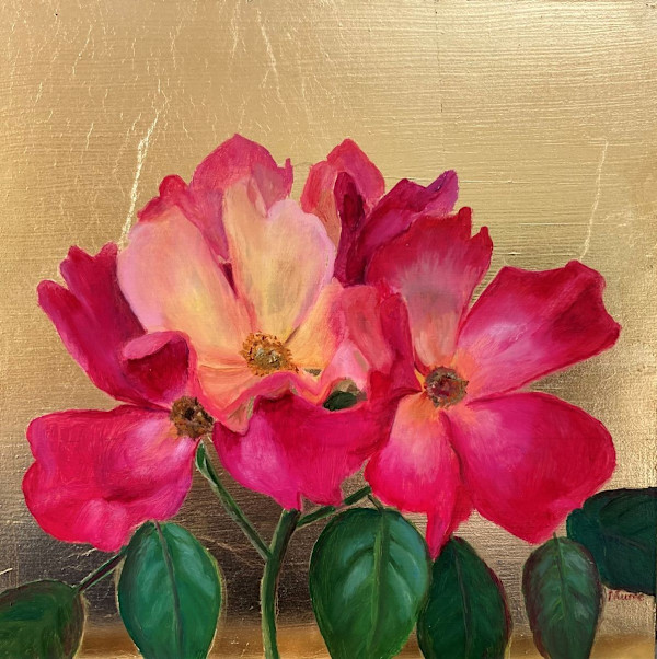 Rosa Mutabilis on Gold by Nicola Currie